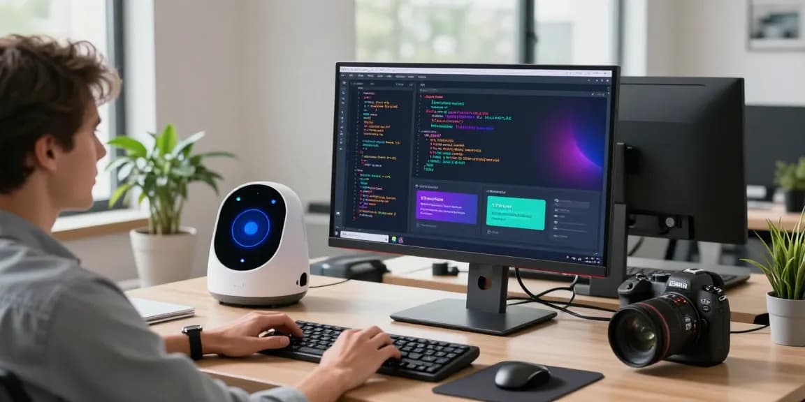 Engaging user interacting with crush on ai in a modern tech workspace.